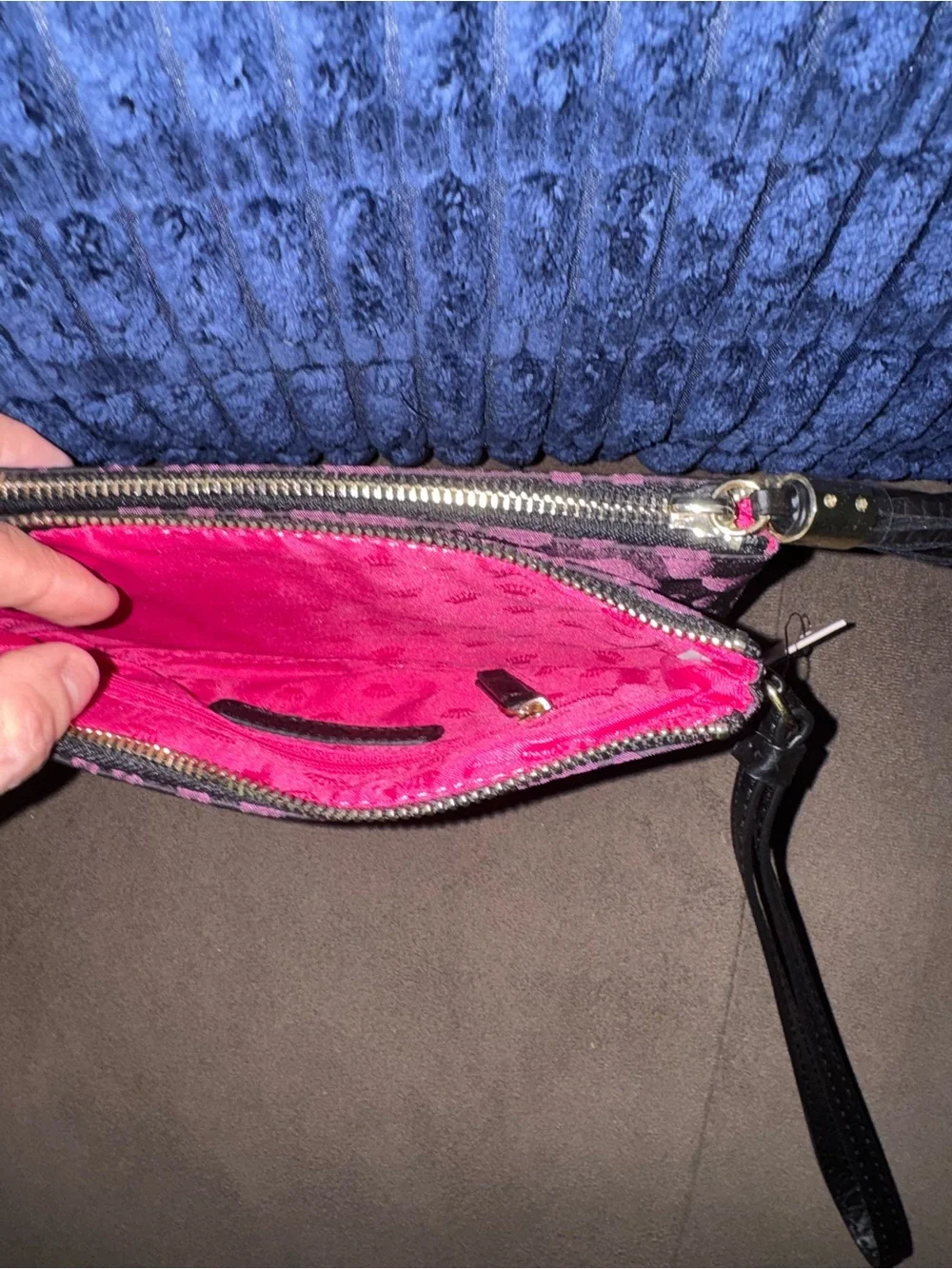 Juicy Couture Black and Purple Leopard-Print Wristlet Clutch